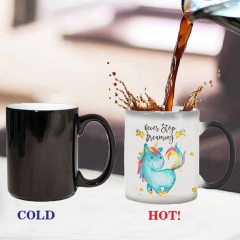 外贸Unicorn mug独角兽变色马克杯陶瓷热敏咖啡感温魔术咖啡杯子