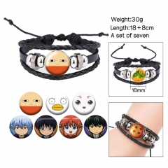 7PCS/SET Gintama Cartoon Anime Bracelet Wristband