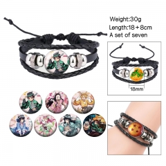 7PCS/SET Demon Slayer: Kimetsu no Yaiba Cartoon Anime Bracelet Wristband