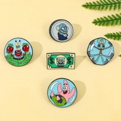 5 Styles SpongeBob SquarePants Cartoon Pin Anime Alloy Brooch