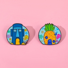 2 Styles SpongeBob SquarePants Cartoon Pin Anime Alloy Brooch