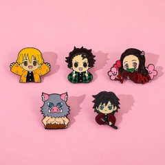 5 Styles Demon Slayer: Kimetsu no Yaiba Cartoon Pin Anime Alloy Brooch
