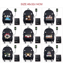 10 Styles Chiikawa Cartoon Anime Pattern USB Charging Backpack School Bag