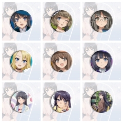 10 Styles Seishun Buta Yarou Series Cartoon Pin Anime Tinplate Brooch