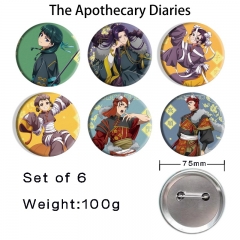 75mm 6PCS/SET The Apothecary Diaries Cartoon Pin Anime Tinplate Brooch