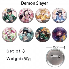 鬼灭之刃-1 动漫马口铁徽章胸章(套）58mm(8个