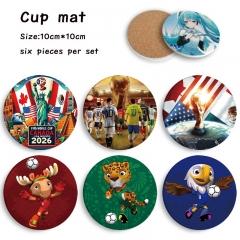 2 Styles 6PCS/SET FIFA World Cup Cartoon Ceramics Cup Mat Anime Coaster