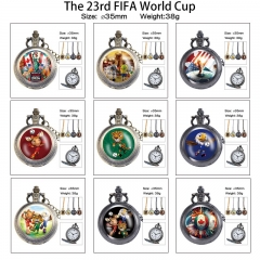 11 Styles FIFA World Cup Cartoon Rotational Anime Small Necklace Pocket Watch