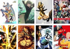 8PCS/SET One Punch Man Cartoon Cosplay Decoration Anime Poste