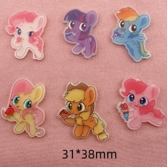 10个卡通可爱超Q小马宝莉亚克力发夹侧边鸭嘴夹女孩头饰小号碎发发卡