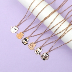 可爱猫咪吊坠项链万圣节幽灵南瓜小猫锁骨链男女节日派对配饰项饰