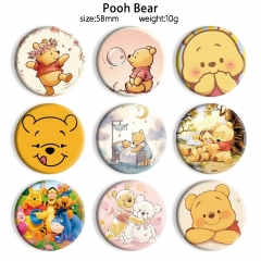 58mm 11 Styles Winnie the Pooh Cartoon Pin Anime Tinplate Brooch