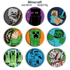 58mm 9 Styles Minecraft Cartoon Pin Anime Tinplate Brooch