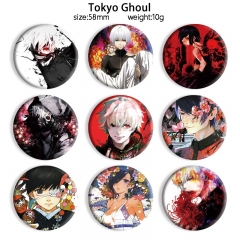 58mm 11 Styles Tokyo Ghoul Cartoon Pin Anime Tinplate Brooch