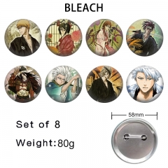 58mm 8PCS/SET Bleach Cartoon Pin Anime Tinplate Brooch