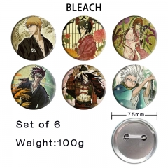 75mm 6PCS/SET Bleach Cartoon Pin Anime Tinplate Brooch