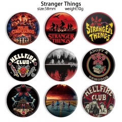58mm 10 Styles Stranger Things Cartoon Pin Anime Tinplate Brooch