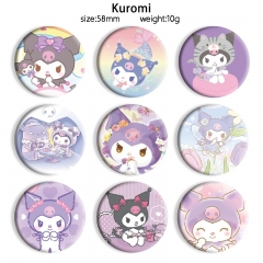 58mm 10 Styles Sanrio Kuromi Cartoon Pin Anime Tinplate Brooch