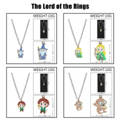 指环王 动漫周边彩色滴油合金钥挂链项链