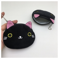 11CM 黑猫卡通毛绒零钱包耳机收纳包