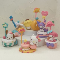 袋装6款 三丽鸥甜品系列便签美乐蒂摆件桌面公仔库洛米车载蛋糕饰品小礼品