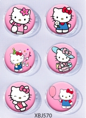 2 Styles 25MM 6PCS/SET Hello Kitty Cartoon Pin Anime Tinplate Brooch