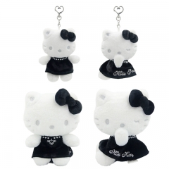 正版三丽鸥黑银系列Hello Kitty毛绒公仔挂件钥匙扣挂饰摆件礼物