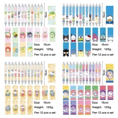 三丽鸥 动漫明星周边印花圆珠笔中性笔(12个一套）