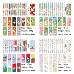 HelloKitty 动漫明星周边印花圆珠笔中性笔(12个一套）