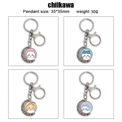 12 Styles Chiikawa Cartoon Double-Sided Rotation Alloy Anime Keychain