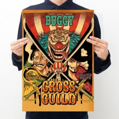 【A061】海贼王十字公会 动漫复古牛皮纸海报酒吧咖啡馆装饰画