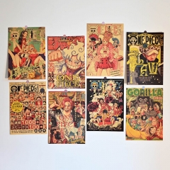 海贼王二次元动漫海报复古牛皮纸建筑宿舍电影院墙面背景贴画