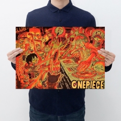 【A014】海贼王草帽团全家福复古牛皮纸海报宿舍卧室墙贴画