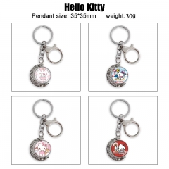 12 Styles Hello Kitty Cartoon Double-Sided Rotation Alloy Anime Keychain