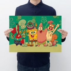 【C138】海绵宝宝 牛皮纸复古海报 家居酒吧咖啡厅宿舍装饰画