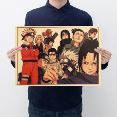 【B022】火影忍者鸣人佐助小樱复古牛皮纸海报宿舍卧室背景墙贴