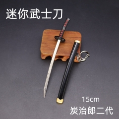迷你武士刀15cm炭治郎二代武器模型金属工艺品钥匙扣挂件桌面摆件