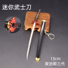 鬼灭迷你武士刀15cm炭治郎三代武器模型钥匙扣挂件桌面摆件