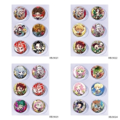 6 Styles 25MM 6PCS/SET Demon Slayer: Kimetsu no Yaiba Cartoon Pin Anime Tinplate Brooch