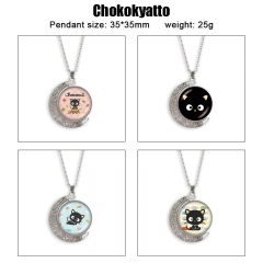 巧克猫 动漫双面水晶旋转宝石项链