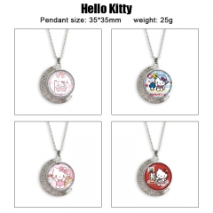 Hello Kitty 动漫双面水晶旋转宝石项链