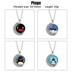 Pingu 动漫双面水晶旋转宝石项链
