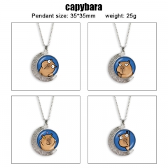 卡皮巴拉 动漫双面水晶旋转宝石项链