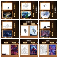 10 Styles Cyberpunk Cartoon Anime Light Painting Night Light Led Photo Wooden Frame Lamp