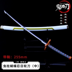 鬼灭之刃 虫柱蝴蝶忍日轮刀合金模型玩具周边武器兵器钥匙扣26cm