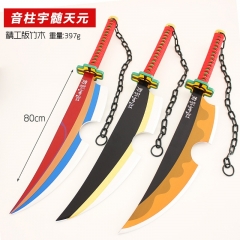 Wooden）3 Styles 80cm Demon Slayer: Kimetsu no Yaiba Uzui Tengen Cartoon Anime Wooden Sword Weapon