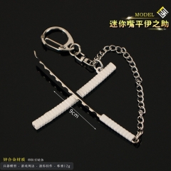 鬼灭合金小剑 迷你嘴平伊之助武士刀模型手办钥匙扣挂件装饰道具