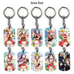 love live 动漫双面全彩印花军牌环扣钥匙扣