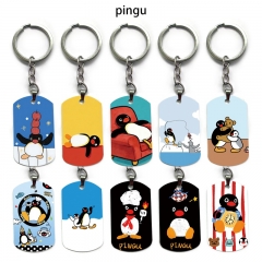 pingu 动漫双面全彩印花军牌环扣钥匙扣