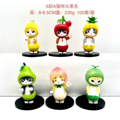 6PCS/SET 8-8.5CM Cute Cat Cartoon Anime PVC Figure Toy